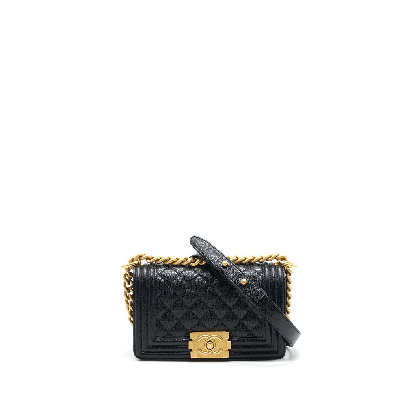 Chanel Small Boy Bag Caviar Black brushed Year 2021 (microchip serial?