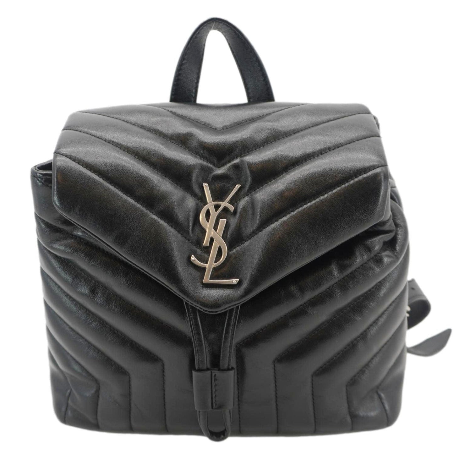 SAINT LAURENT Loulou Small Monogram Calfskin Y Quilted Backpack Black