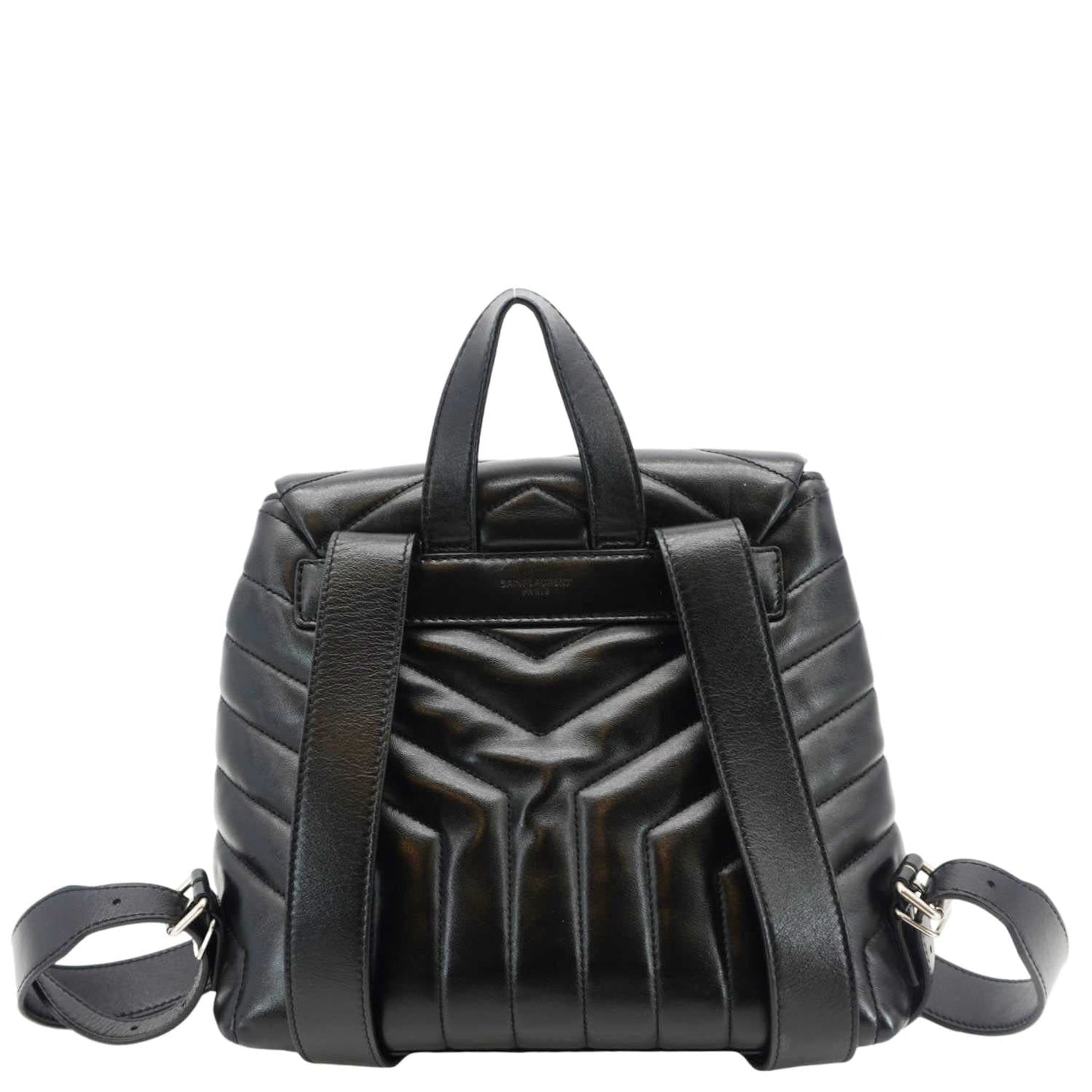 SAINT LAURENT Loulou Small Monogram Calfskin Y Quilted Backpack Black