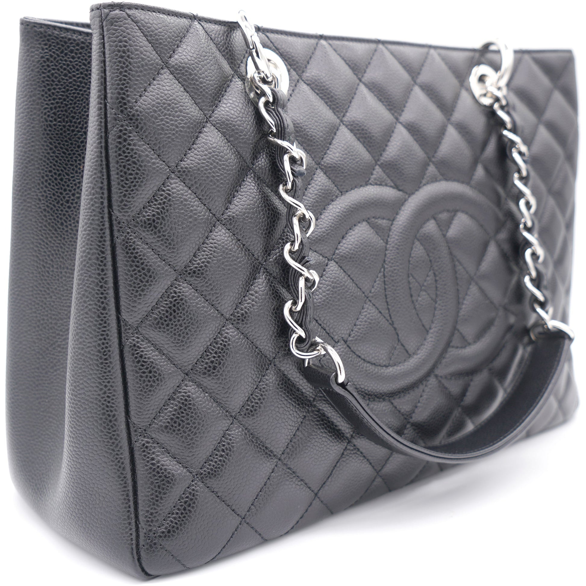 Chanel Black Quilted Caviar Leather Grand GST Shopper Tote Bag