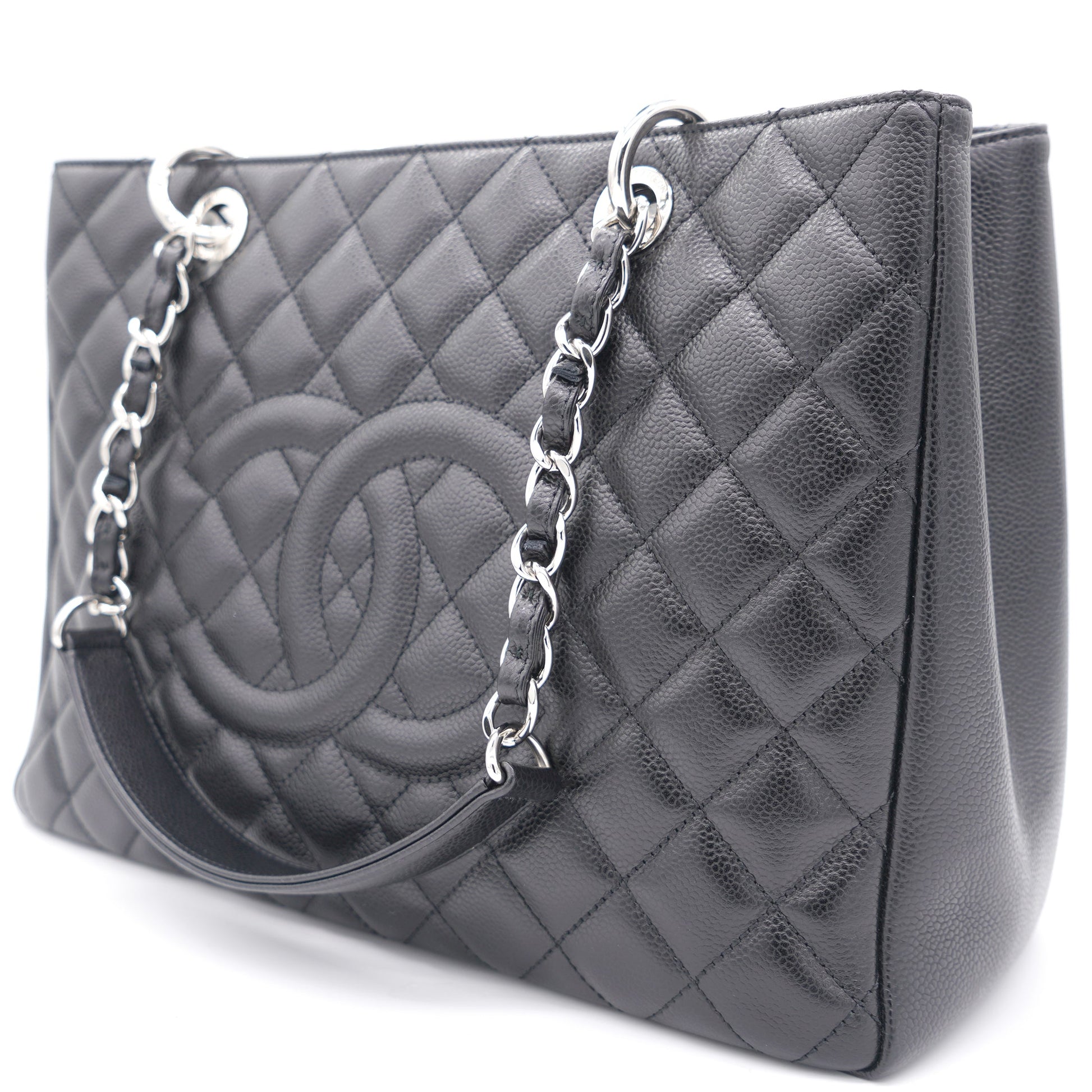 Chanel Black Quilted Caviar Leather Grand GST Shopper Tote Bag