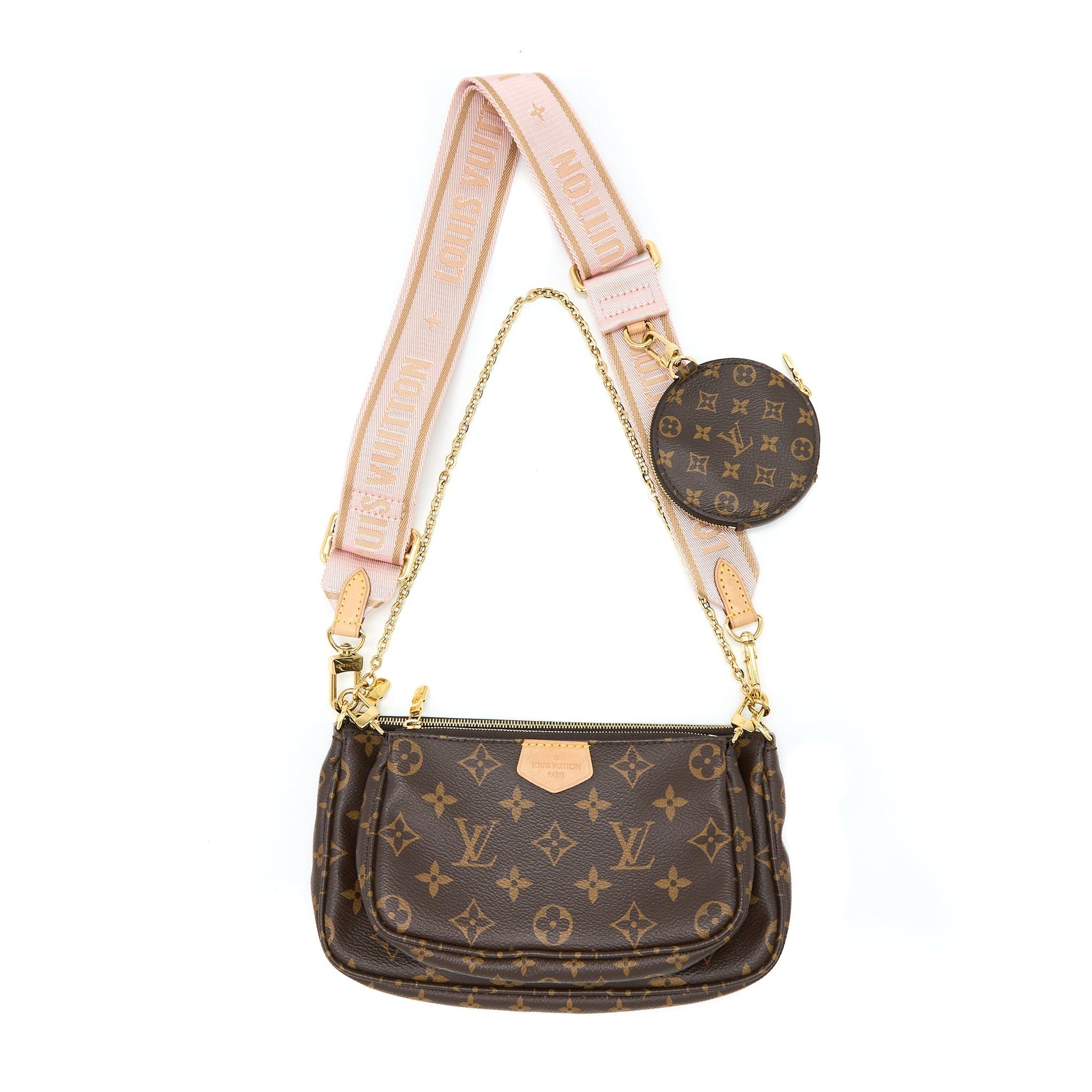 Louis Vuitton Multi Pochette Accessories Monogram Canvas Rose Clair GHW