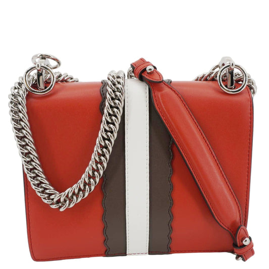 FENDI Studded Kan I Vitello Liberty Lucido Catalan Leather Shoulder Bag Multicolor