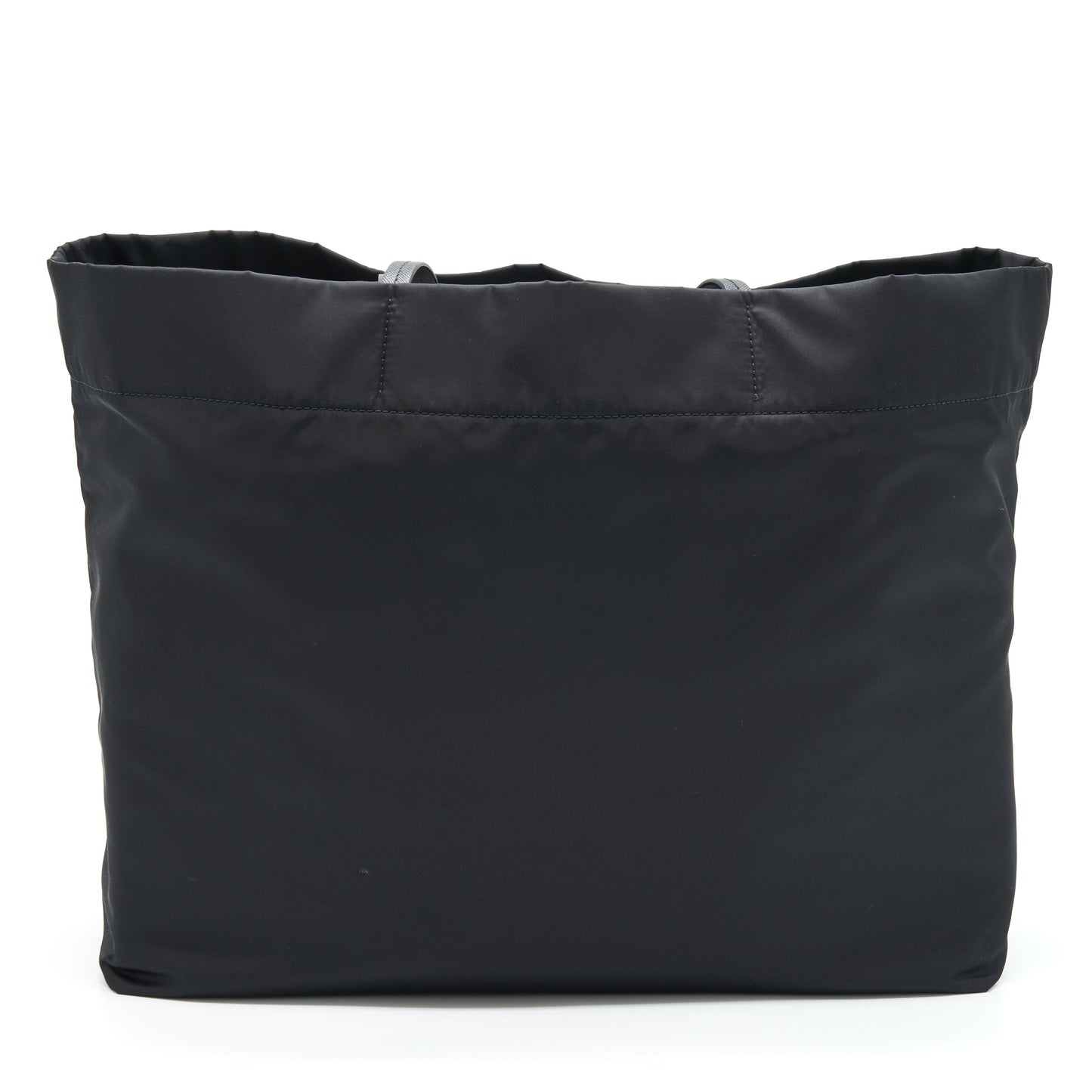 Prada Nylon Tote With Leather Handle Black