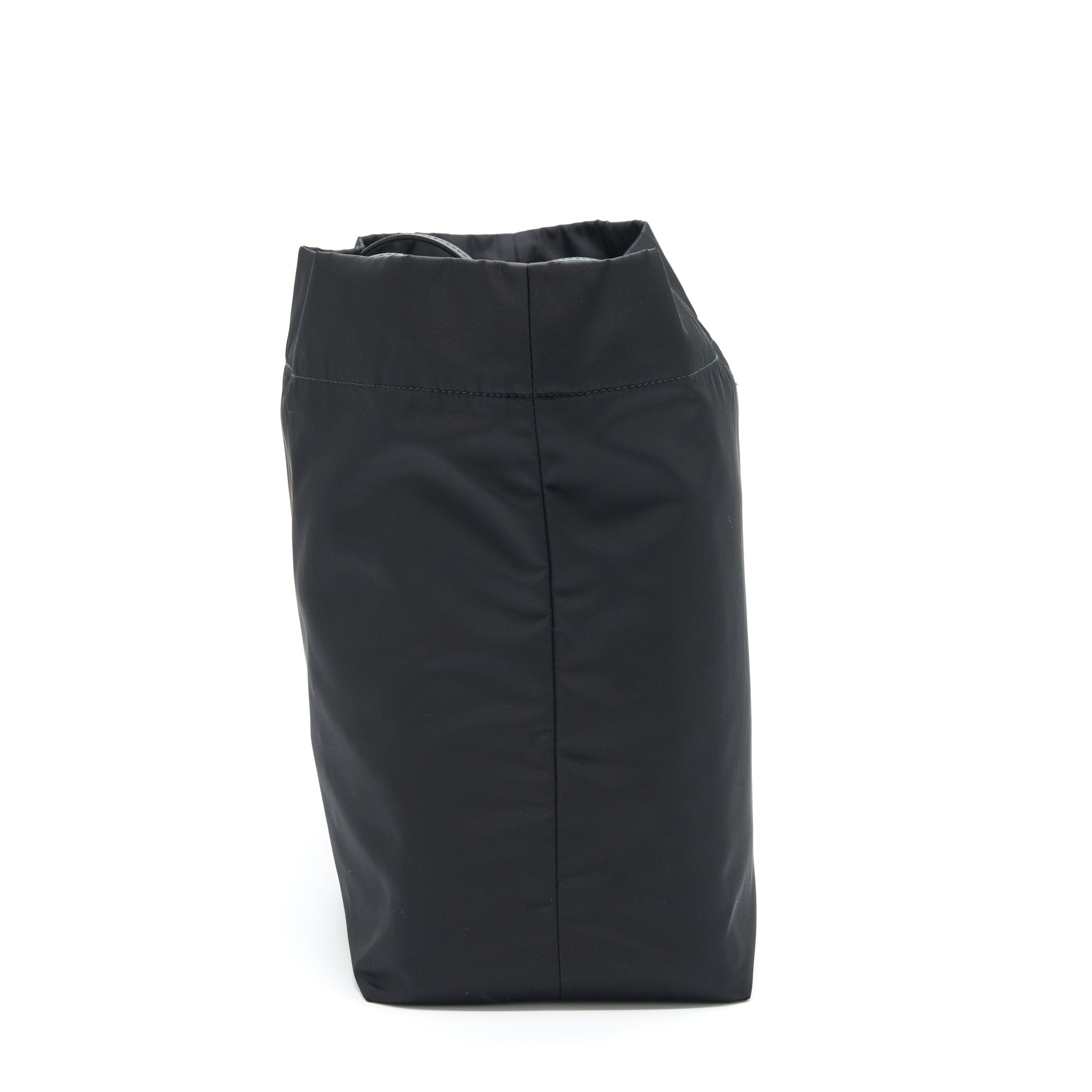 Prada Nylon Tote With Leather Handle Black