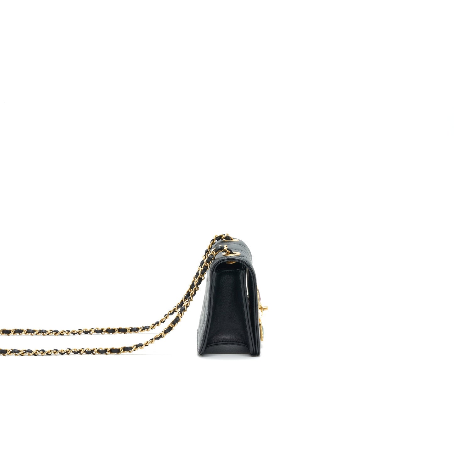 Chanel Small Flap Bag with Calfskin, Pearl , Resin Black