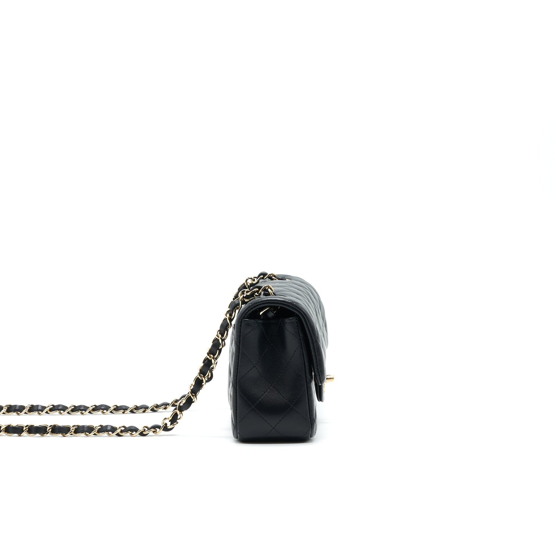 Chanel Mini Rectangular Flap Bag Black L LAMBSKIN
