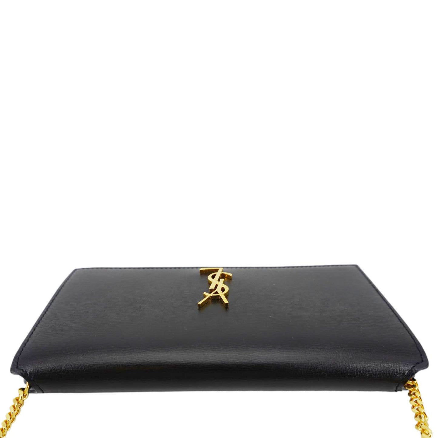 SAINT LAURENT Cassandre Phone Holder Leather Shoulder Bag Black