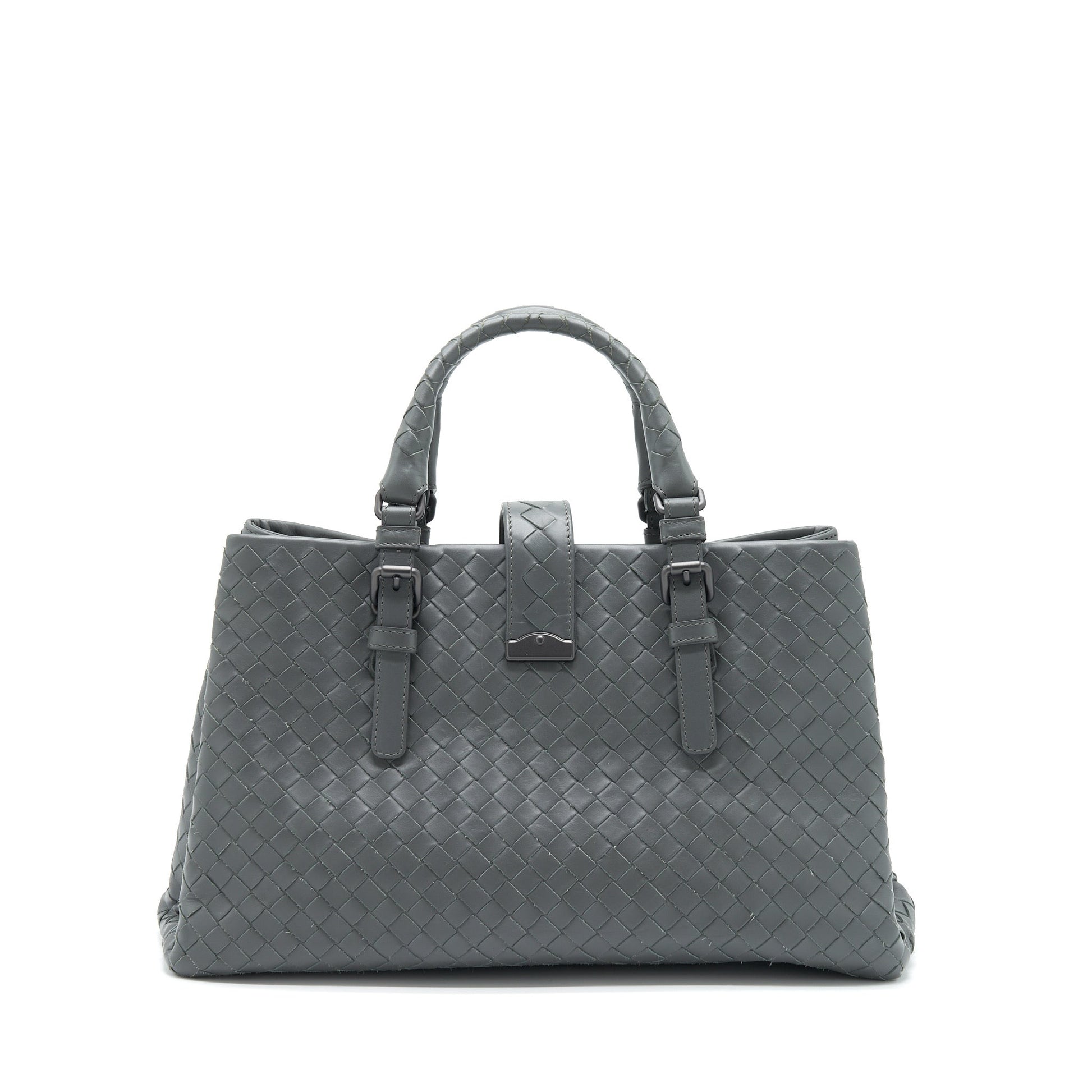 Bottega Veneta Roma Tote Purse Dark Grey Ruthenium Sliver Hardware