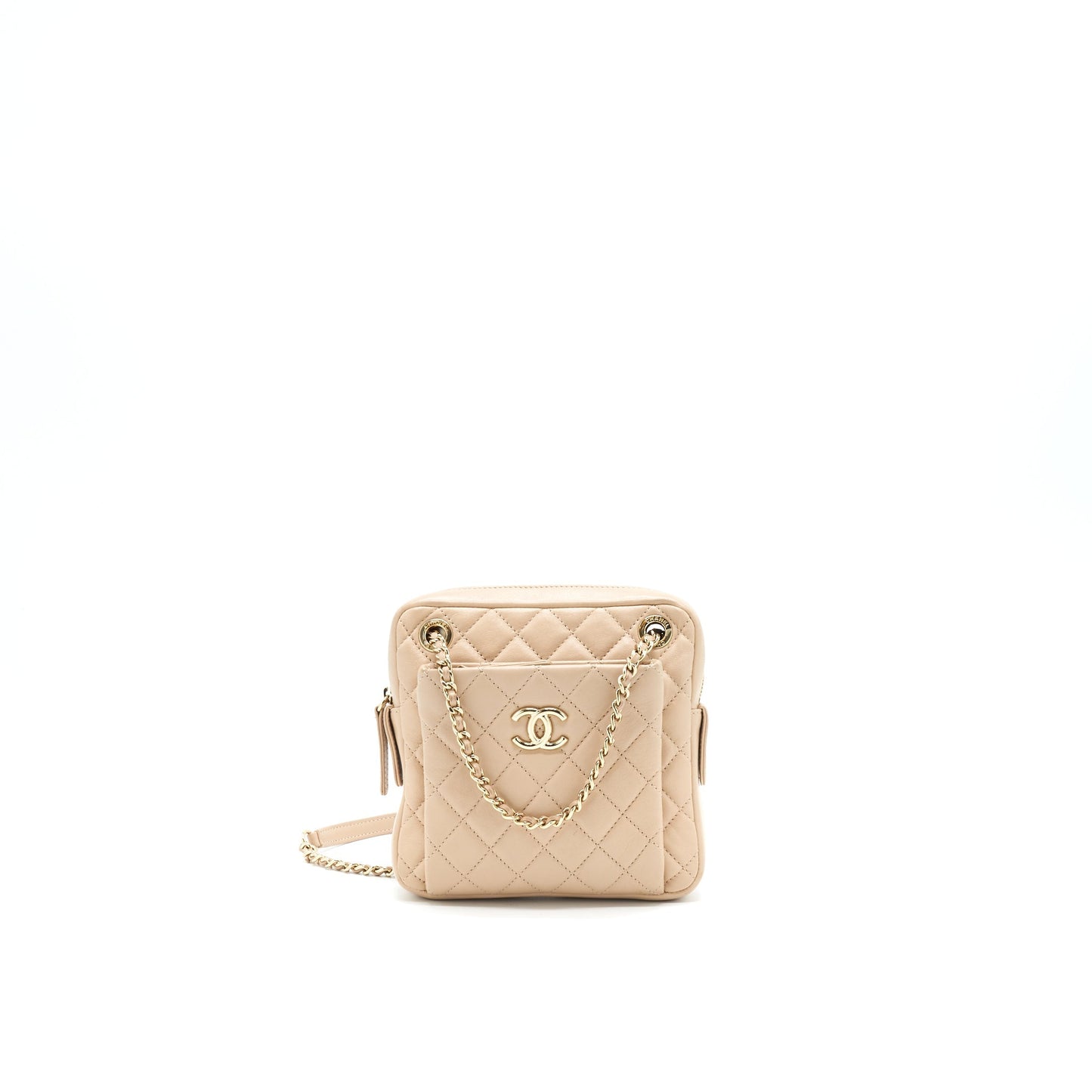 Chanel Quilted Chain Shoulder Bag/ Crossbody Bag beige L