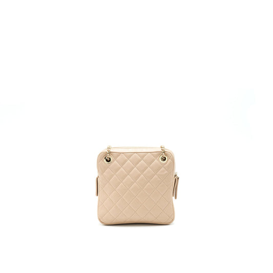 Chanel Quilted Chain Shoulder Bag/ Crossbody Bag beige L