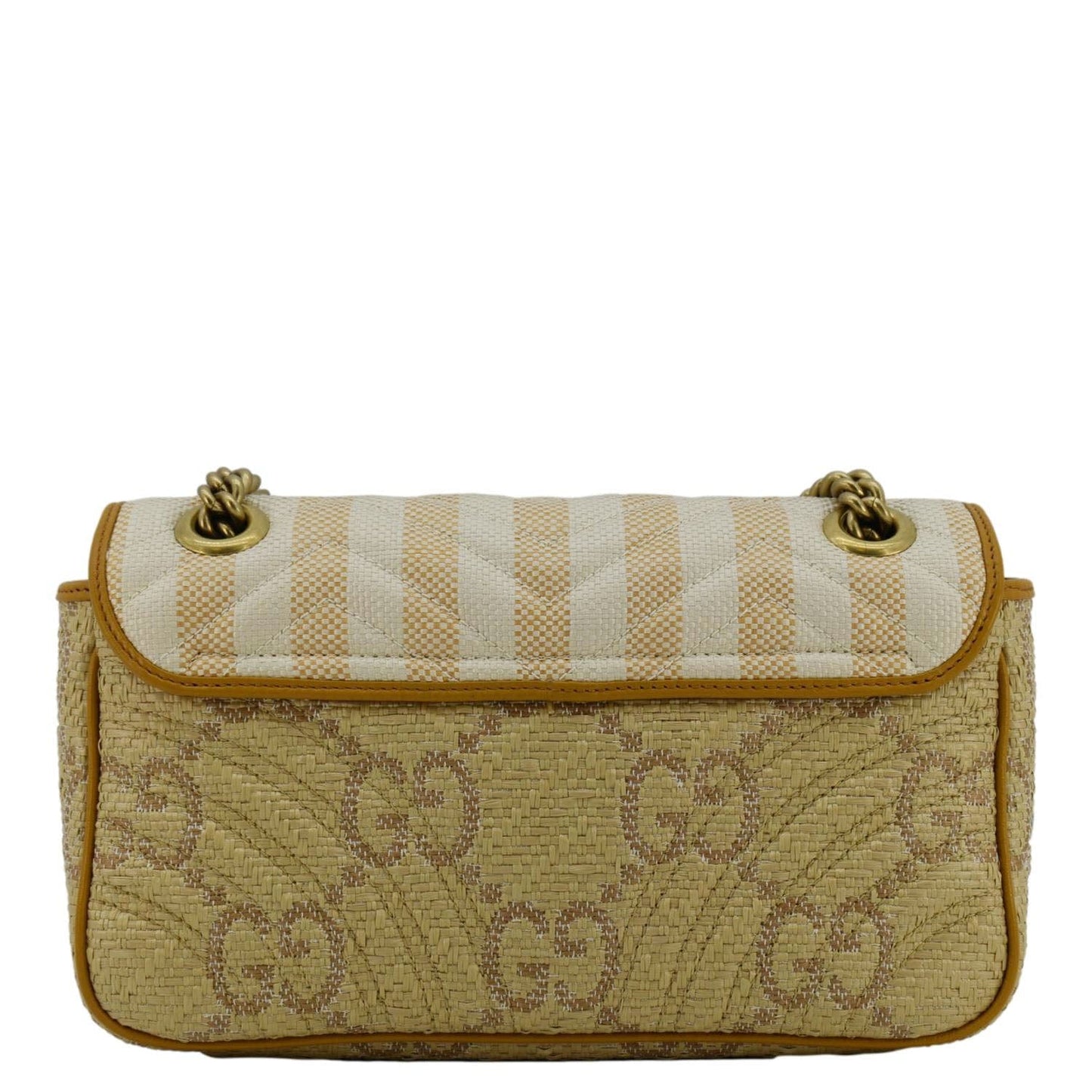 GUCCI GG Marmont Small Raffia Shoulder Bag Natural Beige 443497