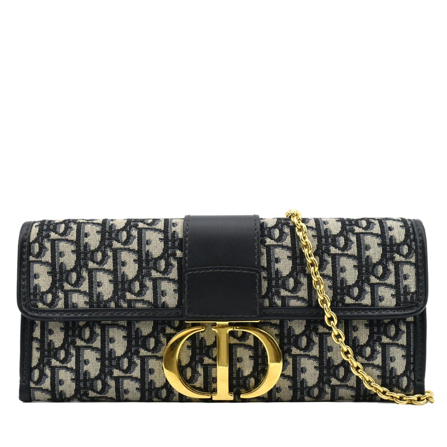 CHRISTIAN DIOR 30 Montaigne Oblique Jacquard Crossbody Clutch Blue