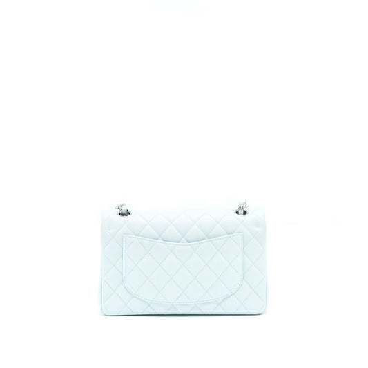 Chanel 21K Small Classic Double Flap Bag Caviar Light Blue