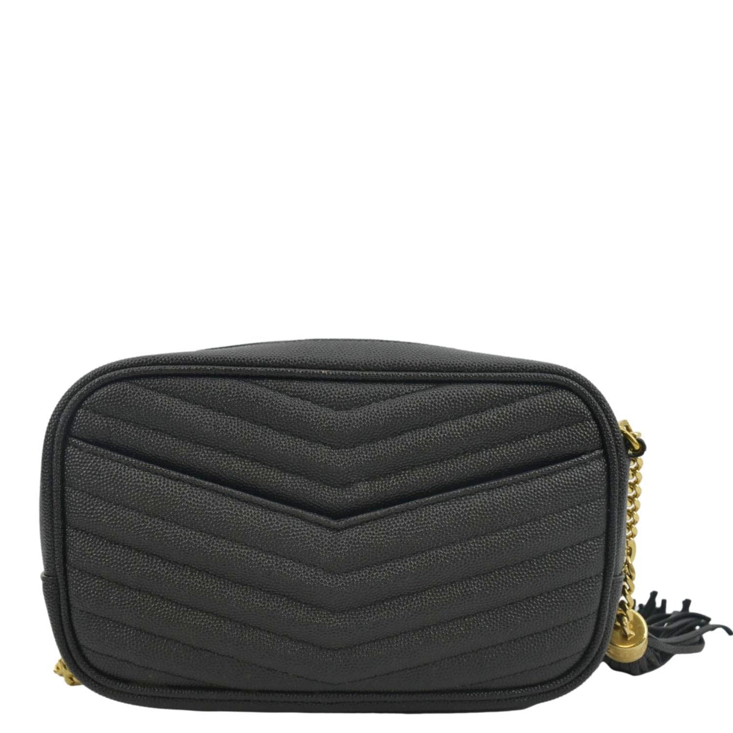 SAINT LAURENT Lou Chevron Leather Camera Crossbody Bag Black