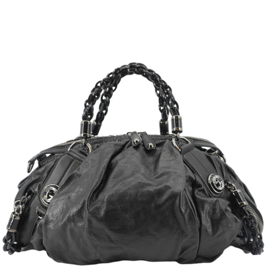 GUCCI Galaxy Medium Leather Top Handle Shoulder Bag Black 228838