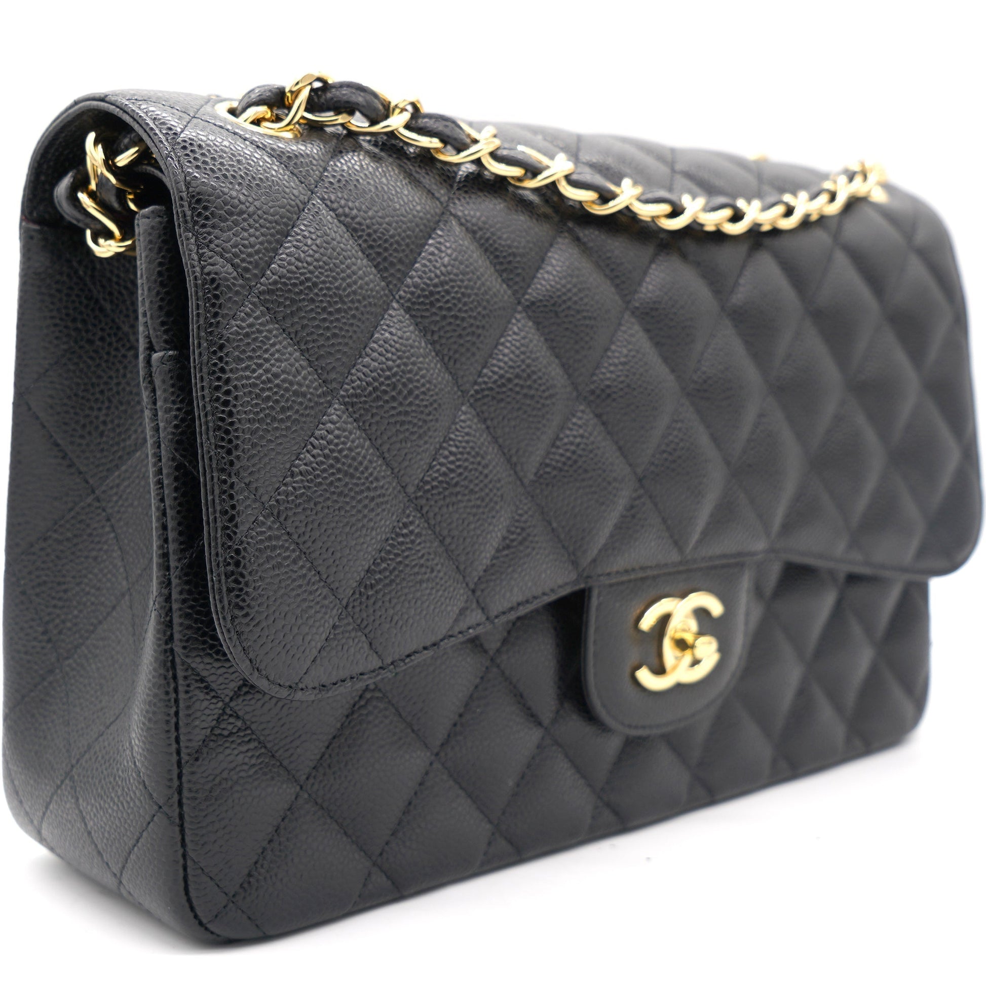 Chanel Black Quilted Caviar Jumbo Classic Double Flap Bag