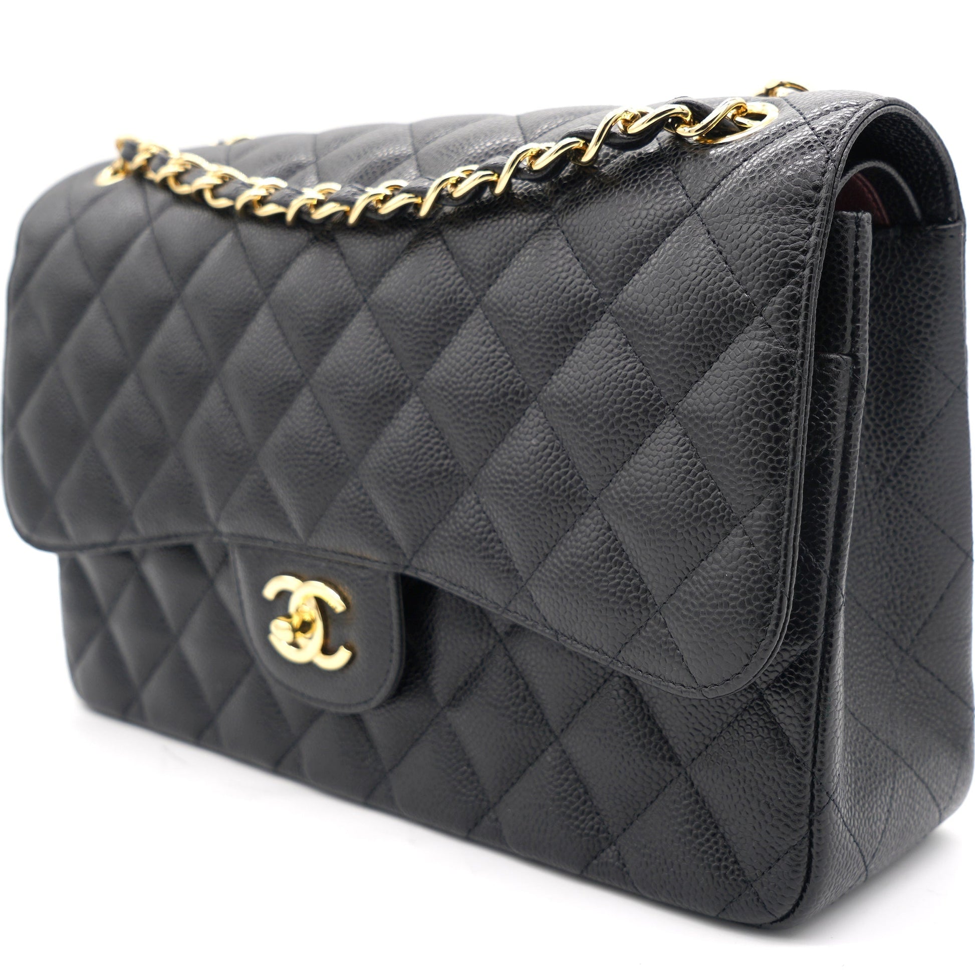 Chanel Black Quilted Caviar Jumbo Classic Double Flap Bag