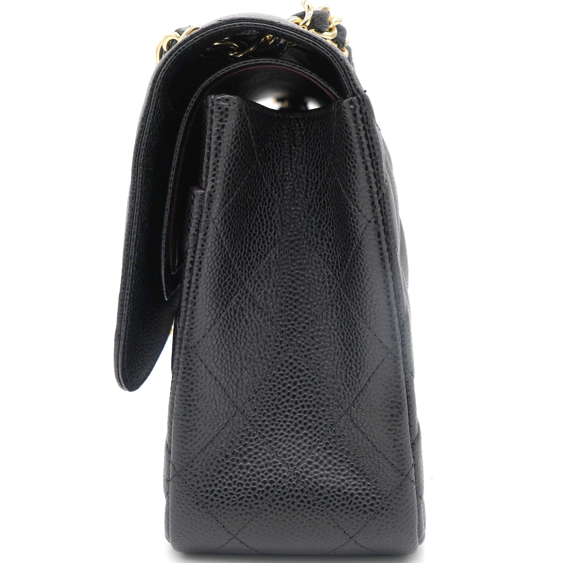 Chanel Black Quilted Caviar Jumbo Classic Double Flap Bag
