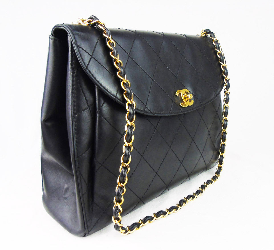 Chanel Black lambskin flap Bag 1997 'Kelly'