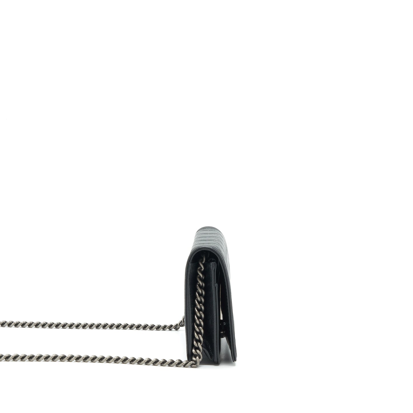 Chanel Boy Wallet On Chain Caviar Black Ruthenium Sliver Hardware Microchip