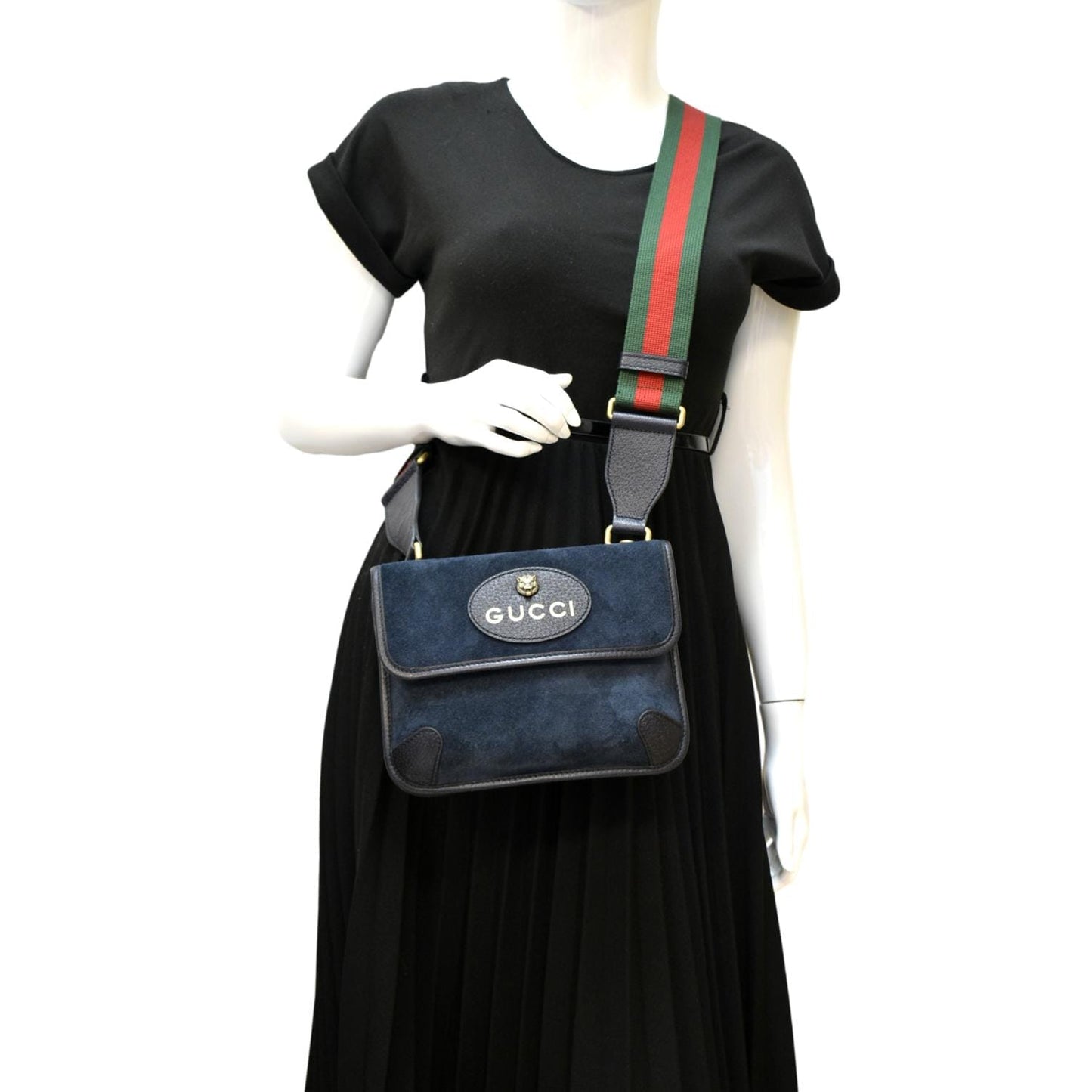 GUCCI Neo Suede Crossbody Bag Blue 501050