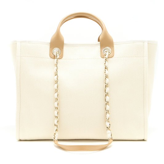 Chanel Deauville Tote Bag In Creamy White/ Beige
