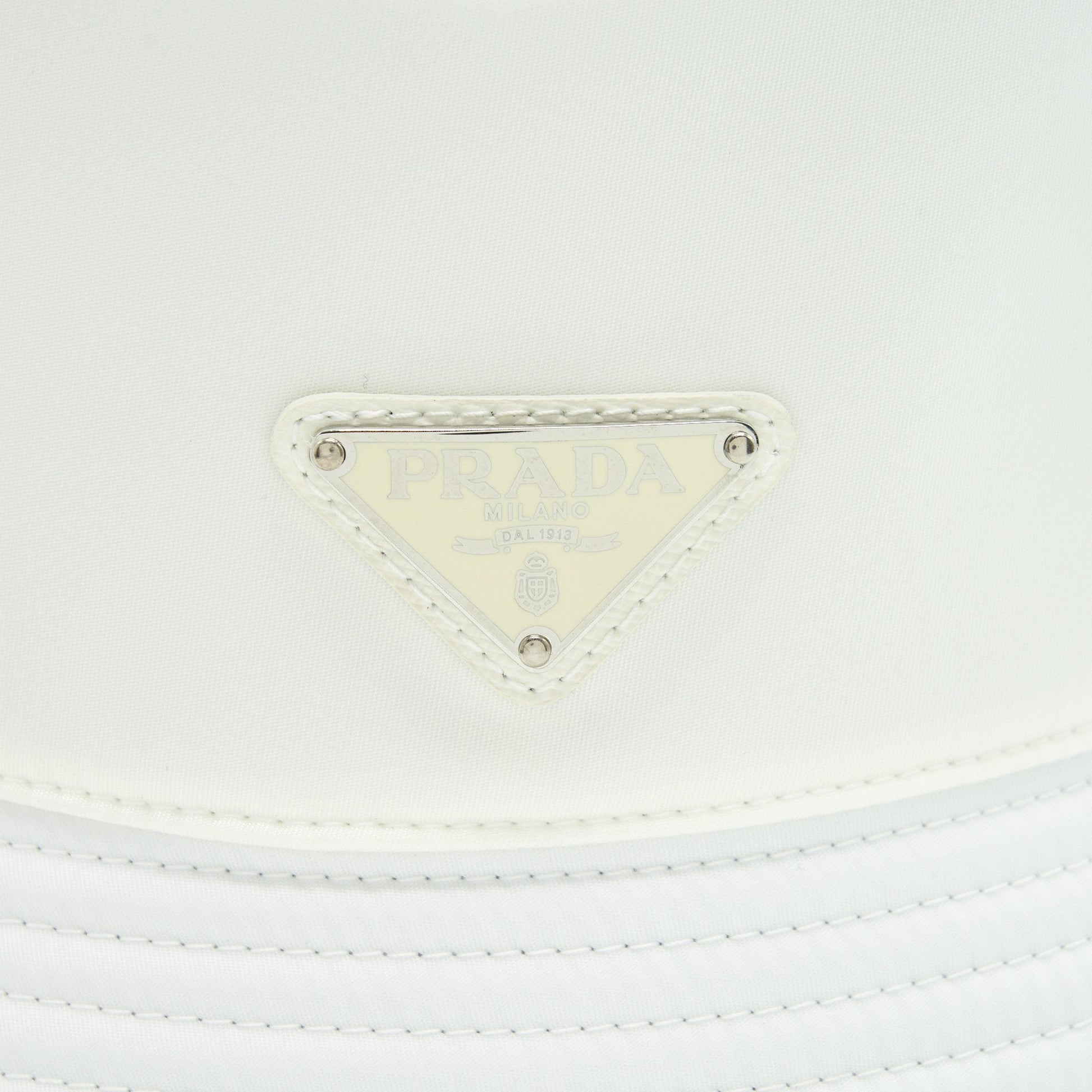 Prada Size M Nylon Bucket Hat White