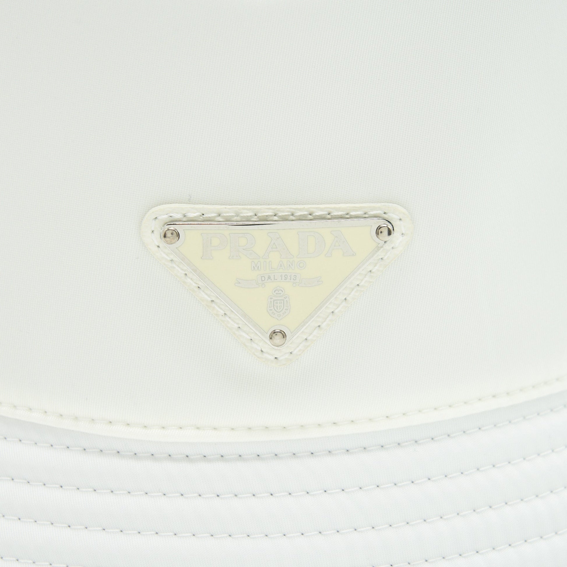 Prada Size M Nylon Bucket Hat In White