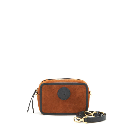 Fendi Camera Crossbody Purse suede leather brown/ black