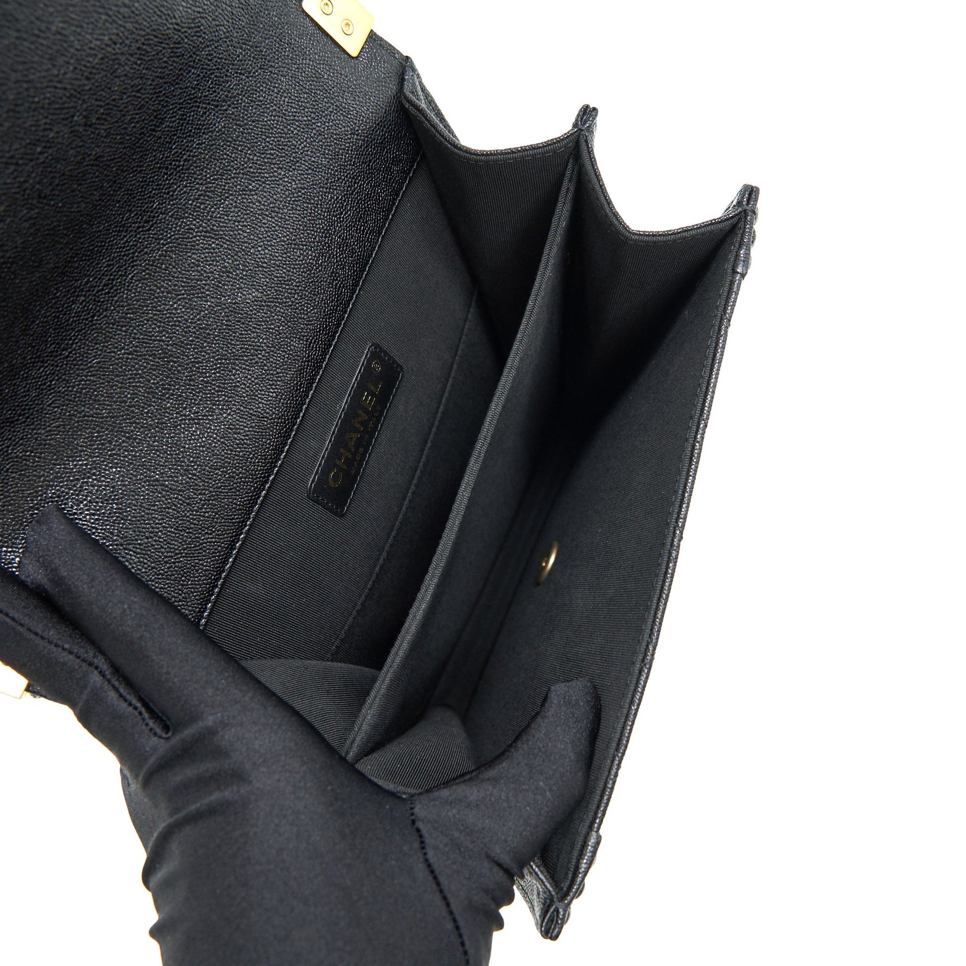 Chanel Vertical Boy Bag Carviar large Black