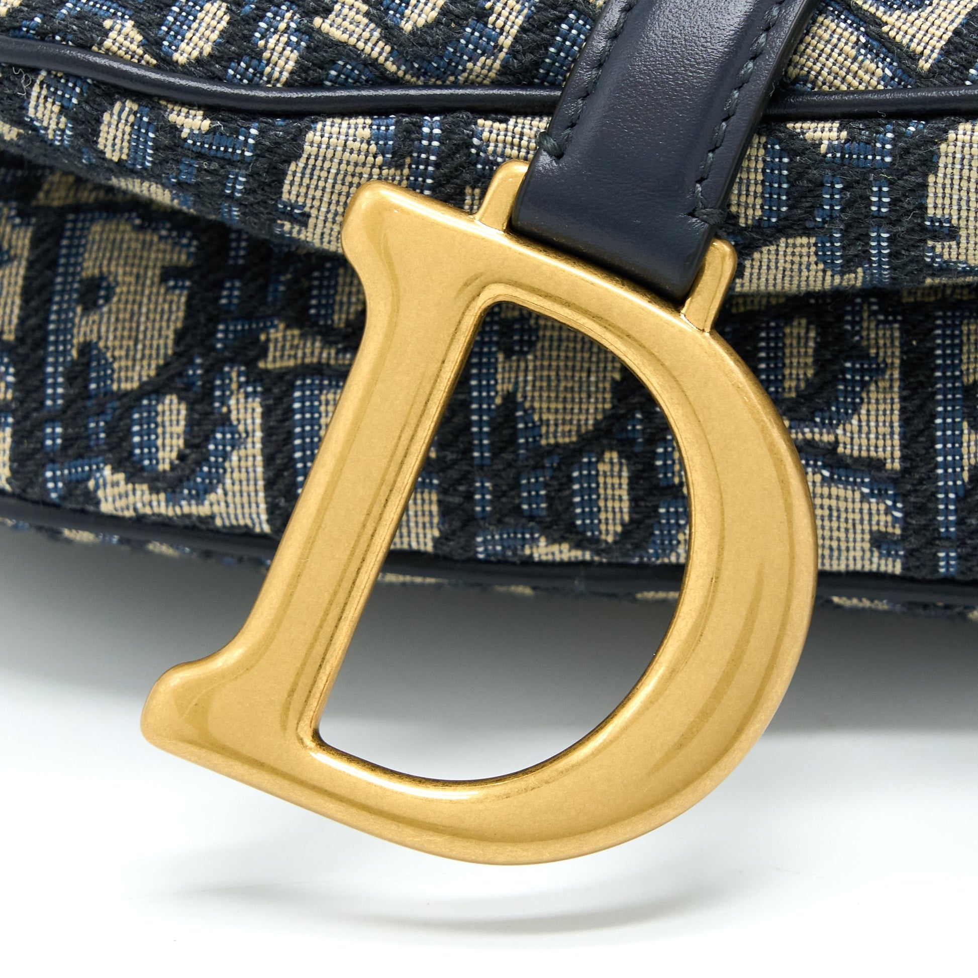 Dior Saddle Purse With Removable Shoulder Strap Blue Oblique Jacquard