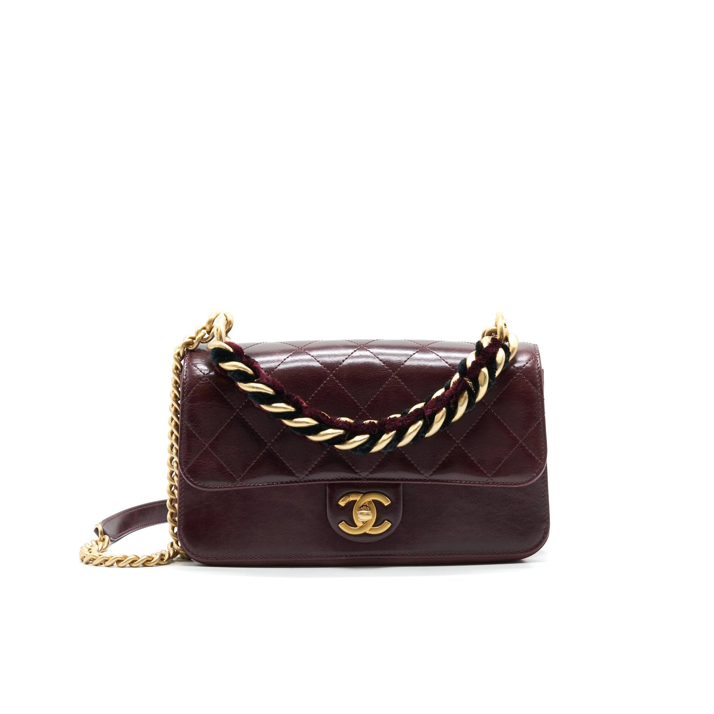 Chanel Seasonal Flap Bag Calfskin / Suede Leather Burgundy