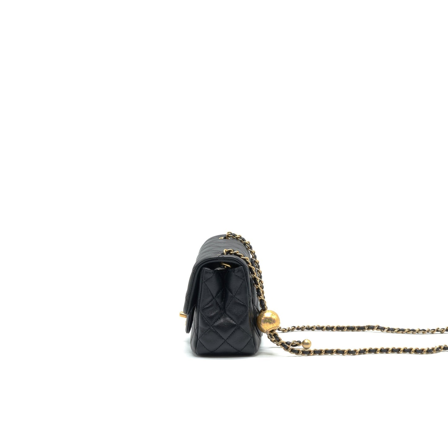 Chanel 21B Pearl Crush Mini Square Flap Bag Black