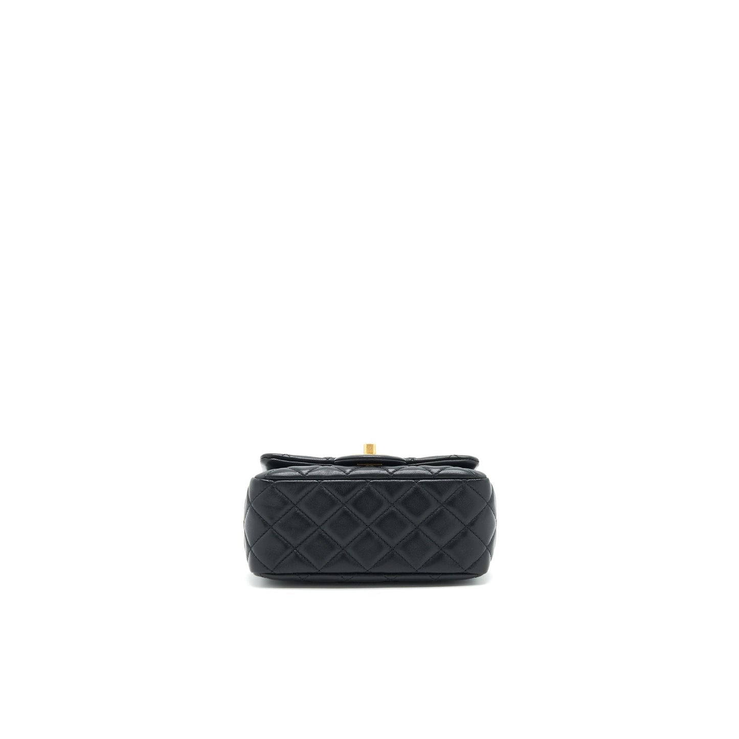 Chanel 22C Pearl Crush Mini Square Rectangular Flap Bag Black ?Microchip)