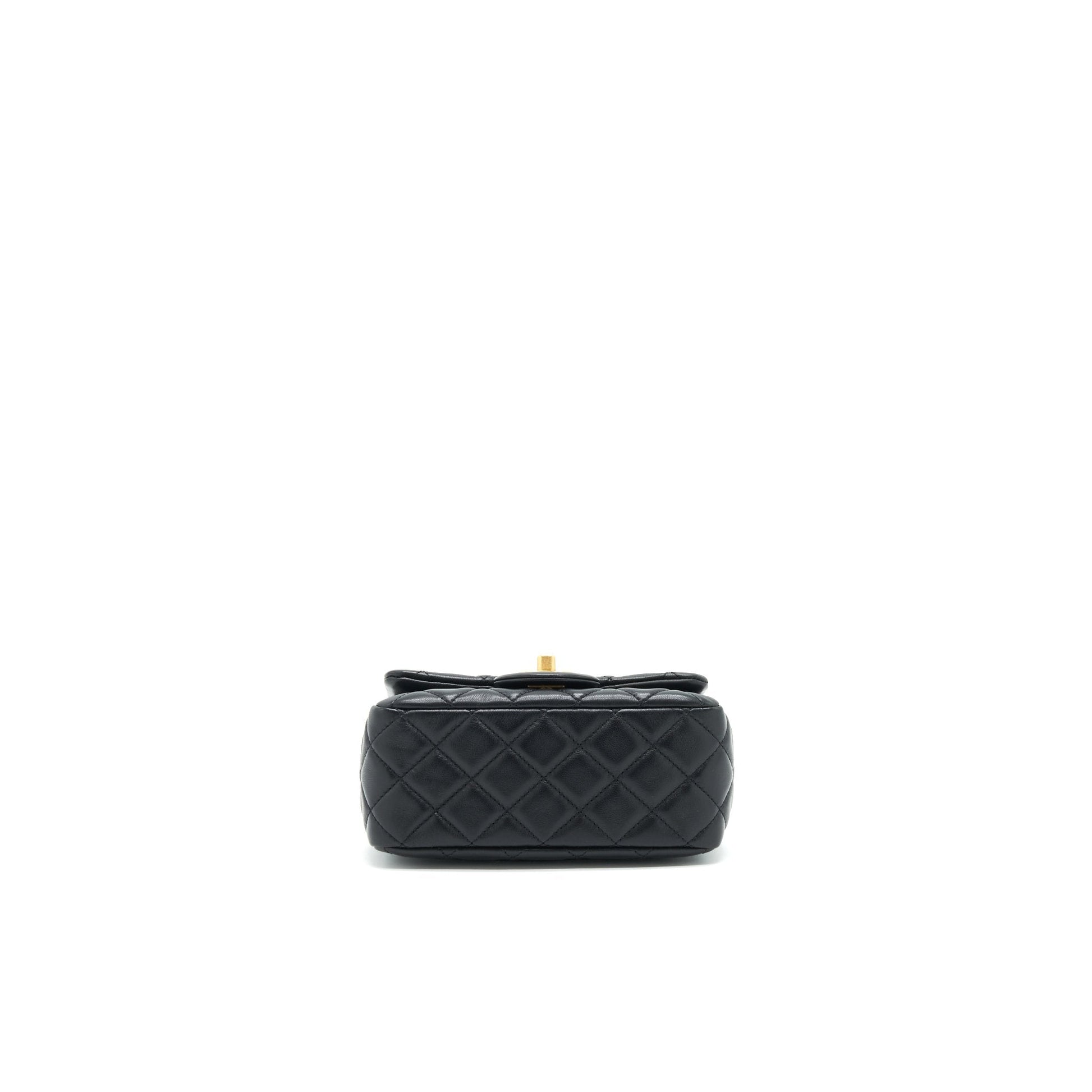 Chanel 21B Pearl Crush Mini Square Flap Bag Black