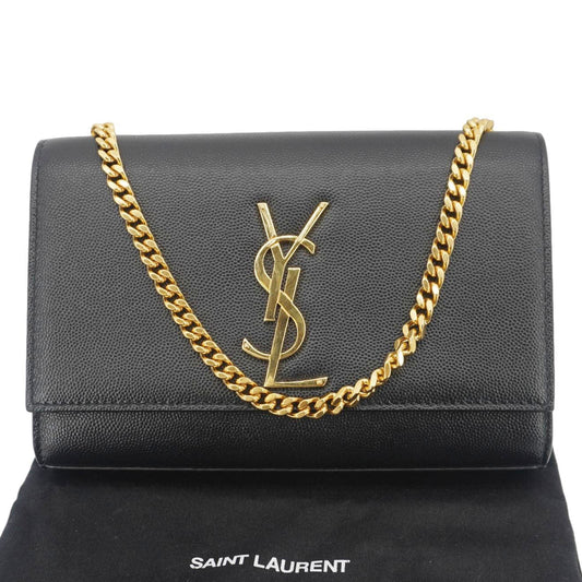 SAINT LAURENT Kate Medium Grain De Poudre Leather Crossbody Bag Black