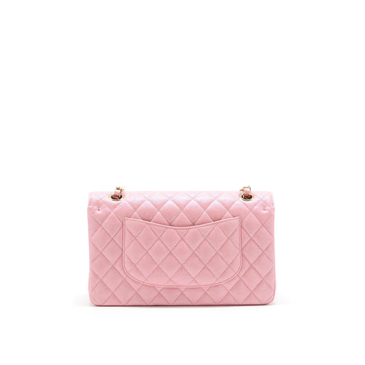 Chanel Iridescent Pearly Pink Medium Classic Double Flap Bag Caviar with L