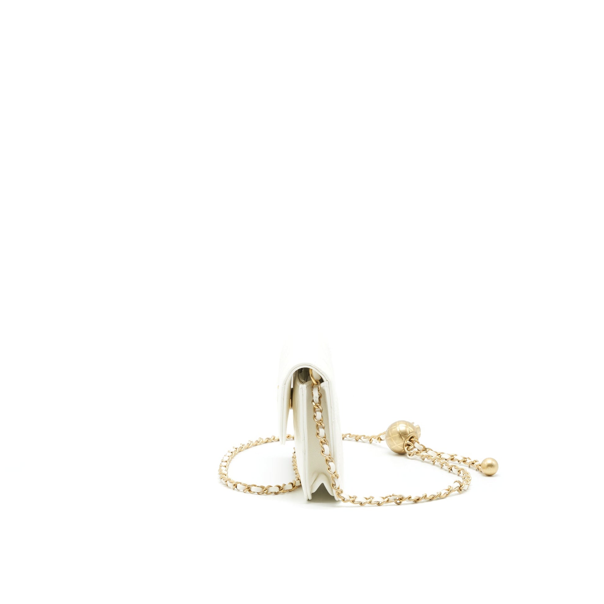 Chanel Pearl Crush Mini Flap Belt Bag White Lambskin