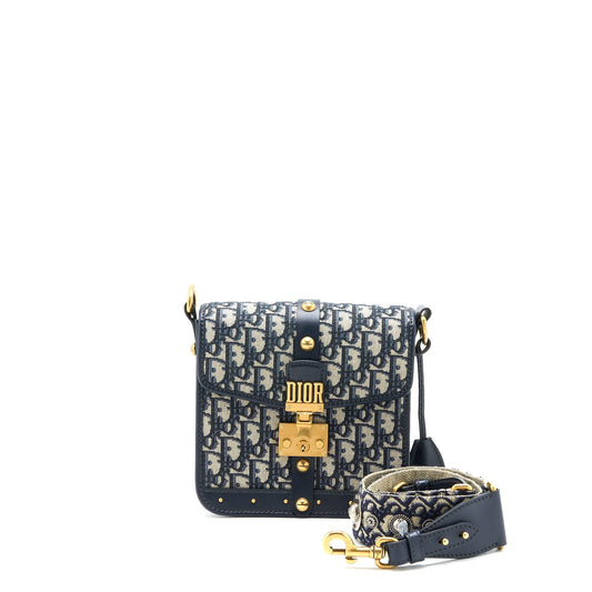 Dior Addict Vertical Messenger Purse Oblique Canvas Blue
