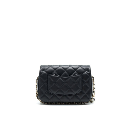 Chanel Logo Pearl Chain Mini Flap Bag