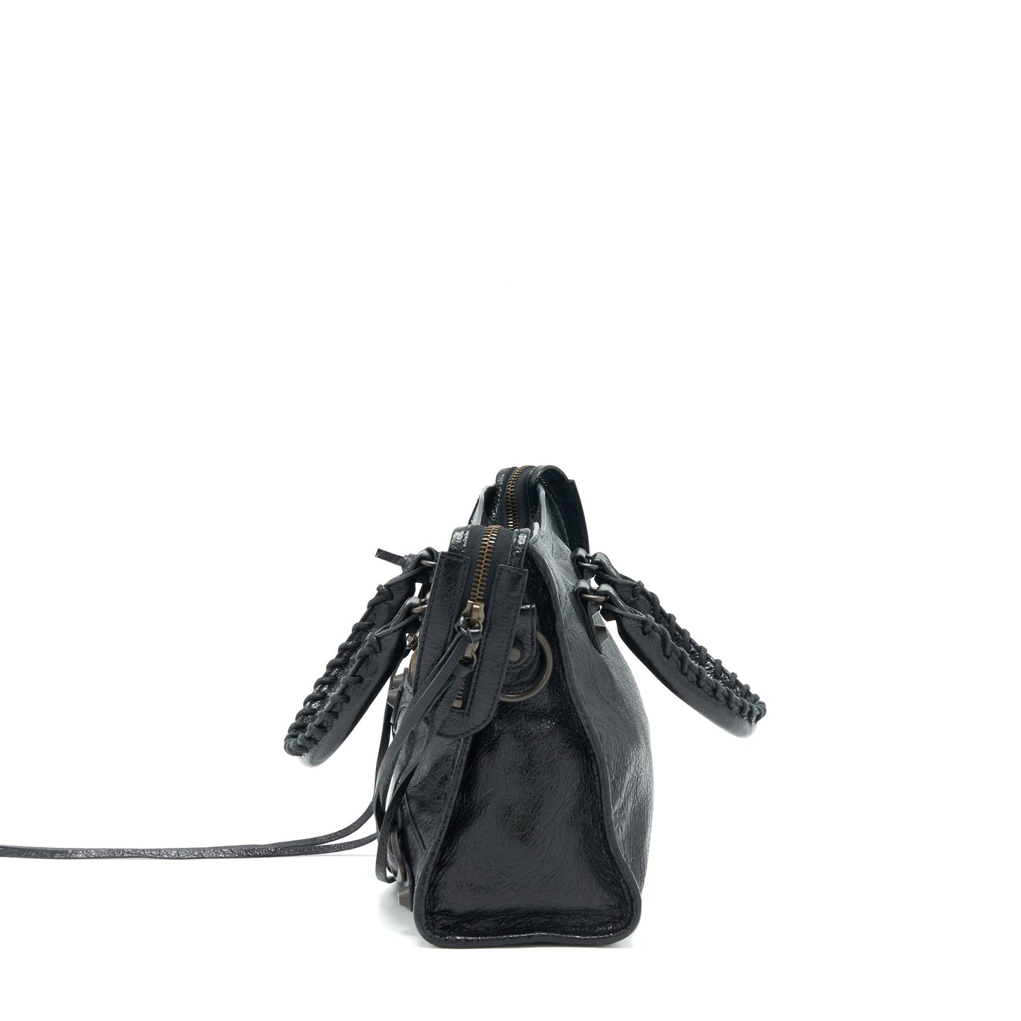 Balenciaga Small Classic City Crossbody Purse black with Logo print strap