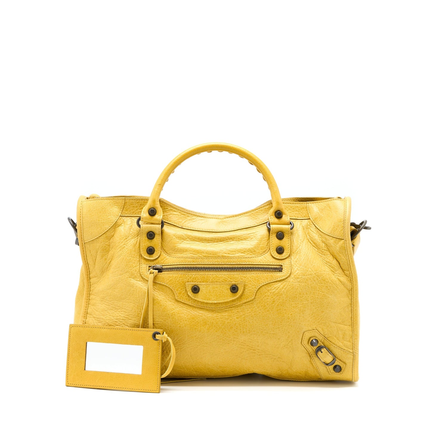 Balenciaga Classic City Purse Lambskin Yellow with Black Hardware