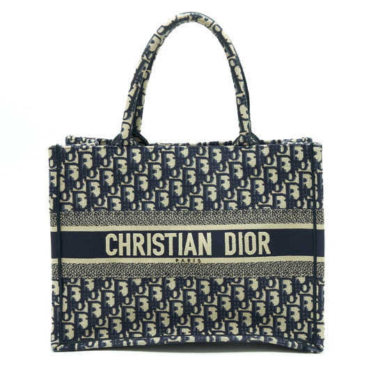 Dior Small Book Tote Purse Blue Oblique Jacquard