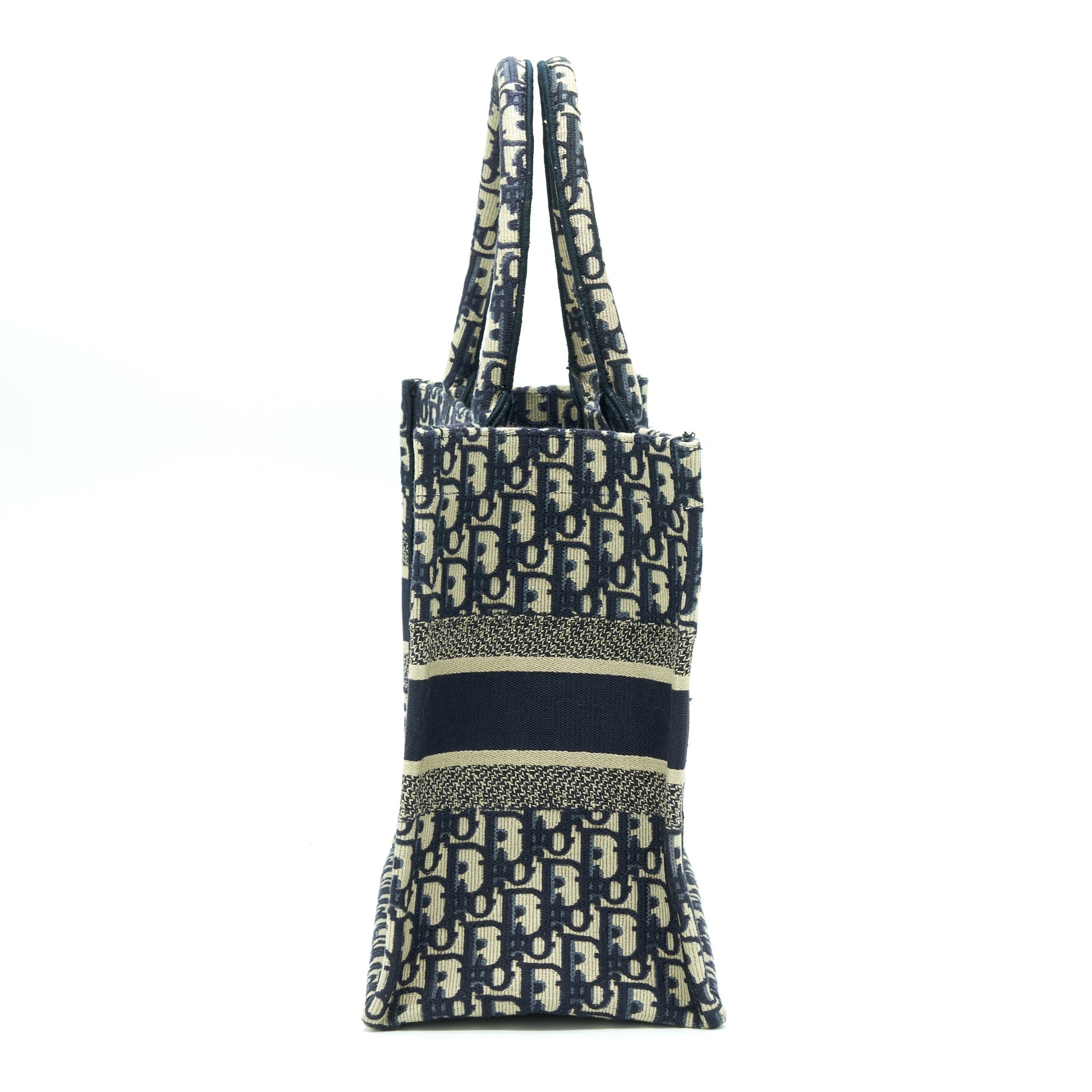 Dior Small Book Tote Purse Blue Oblique Jacquard