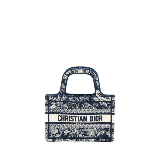Dior Mini Book Tote Limited Edition Blue Toile De Jouy Reverse Embroidery