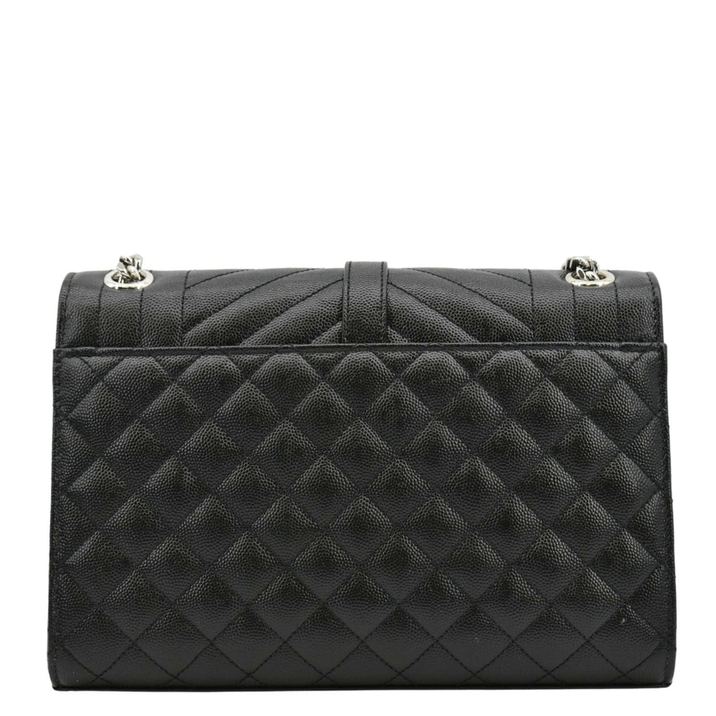 SAINT LAURENT Envelope Mix MatelassÃÂ© Chain Leather Shoulder Bag Black