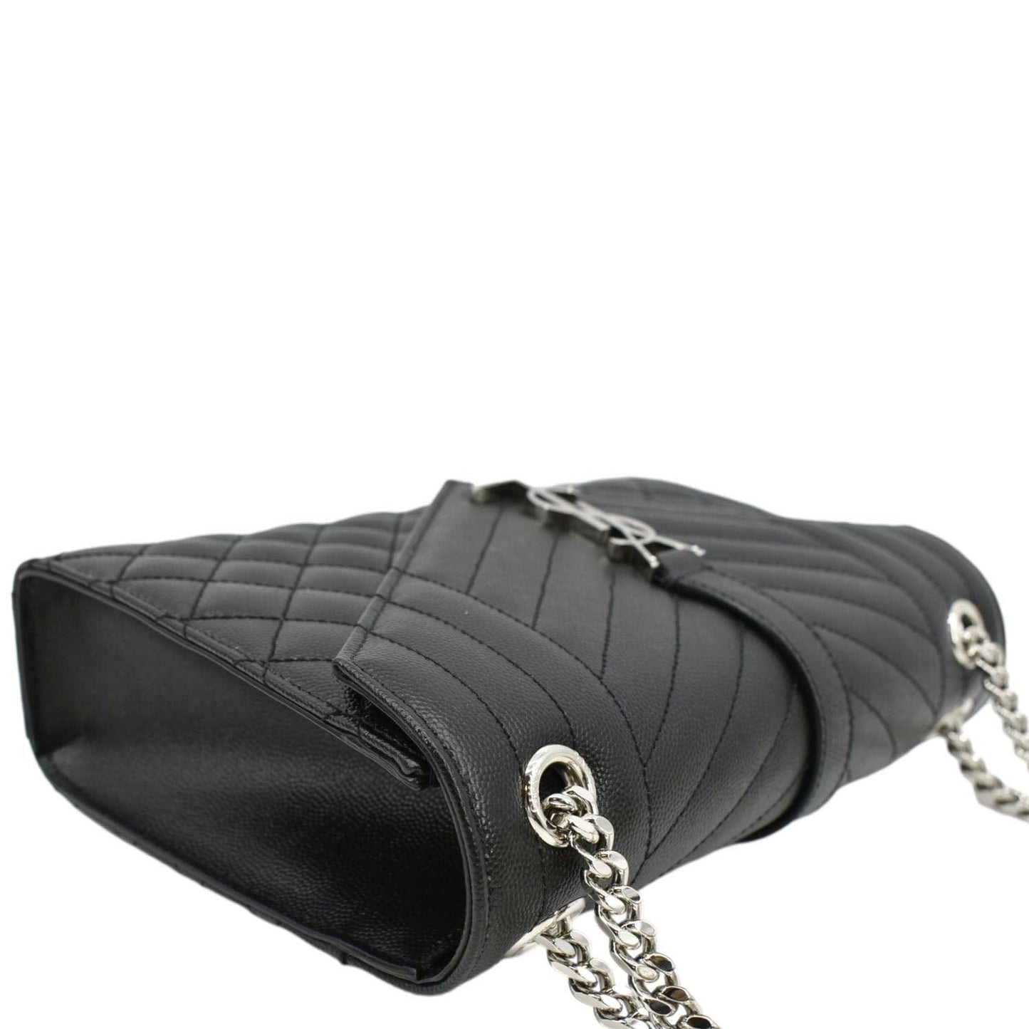 SAINT LAURENT Envelope Mix MatelassÃÂ© Chain Leather Shoulder Bag Black