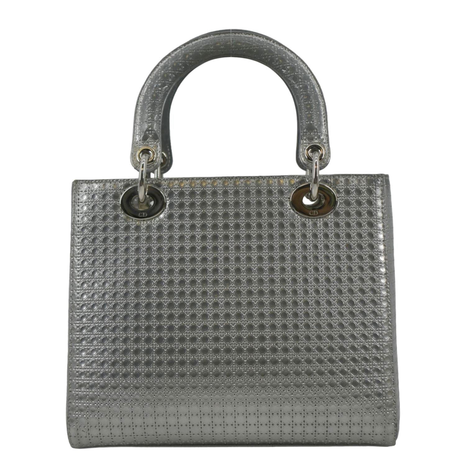CHRISTIAN DIOR Lady Dior Micro Cannage Leather Shoulder Bag Metallic