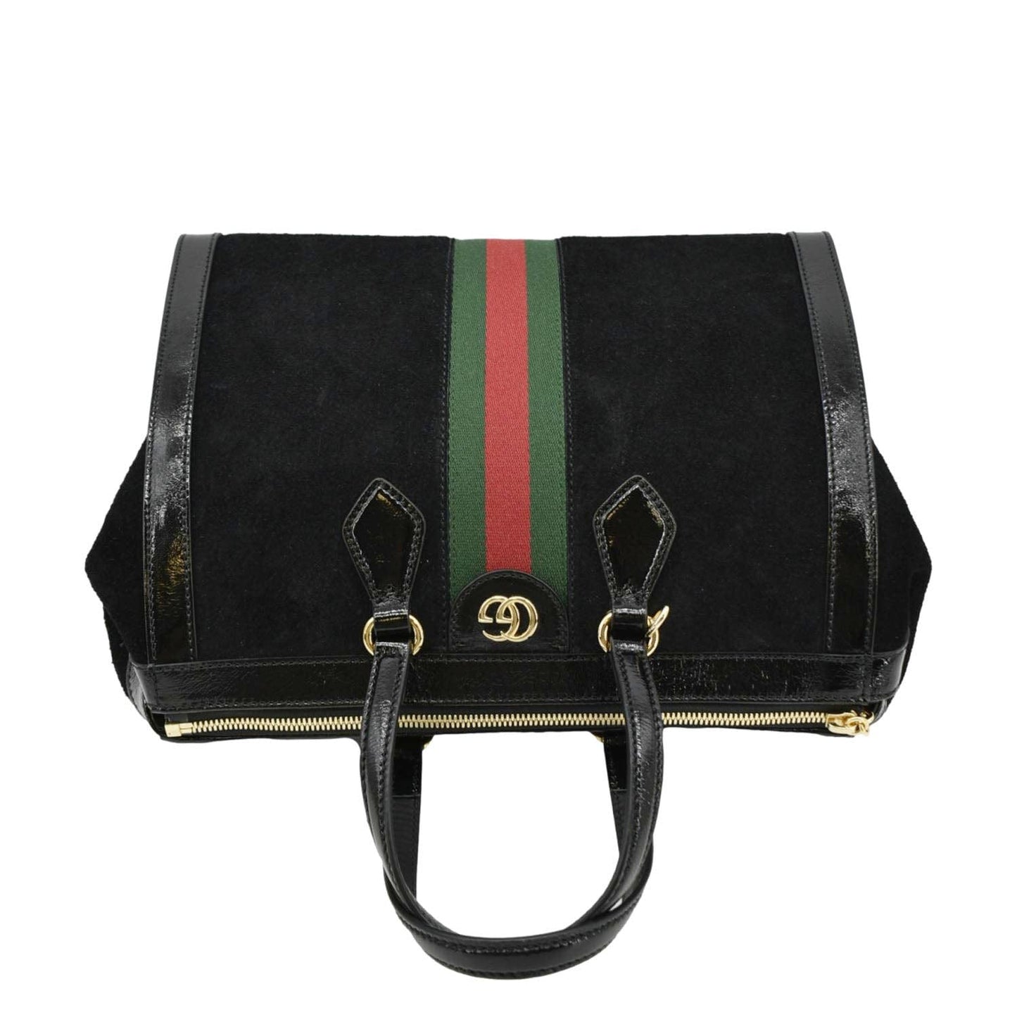 GUCCI Ophidia Medium Web Suede Tote Bag Black 524537